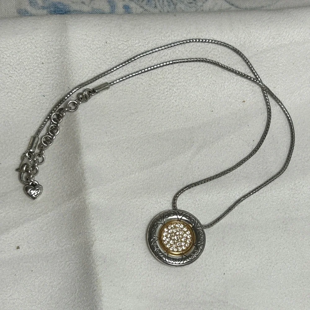 Brighton Sun Drop Necklace Two-tone Silver Plated Crystals 19